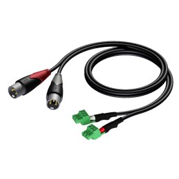 PROCAB AUDAC CLA834 kabel audio 1,5 m 2 x XLR (3-pin) 2 x Terminal Czarny, Zielony, Szary