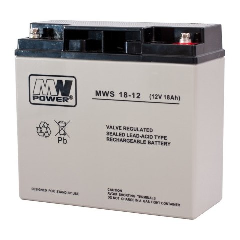 MPL POWER ELEKTRO Akumulator MPL MW POWER MWS 18-12 kwasowo-ołowiowy VRLA AGM bezobsługowy 12 V 18 Ah Czarny, Szary