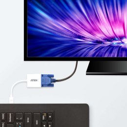 ATEN ATEN VC920-AT adapter kablowy Mini DisplayPort VGA (D-Sub) Biały