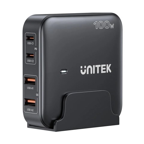 UNITEK Sieciowa ładowarka GaN - Unitek P1229ABK01-EU | 100W 2x USB-C 2x USB-A