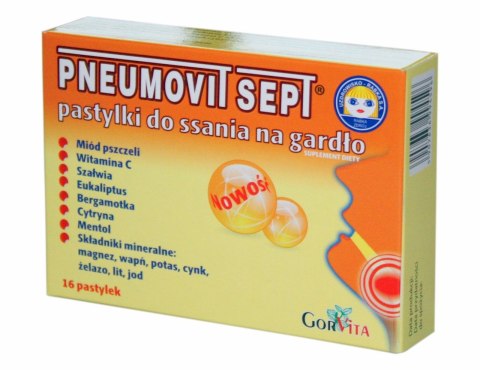 GORVITA Pneumovit sept pastylki na gardło x16