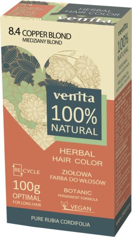 VENITA 100% ziołowa farba do włosów 8.4 miedziany blond 100g