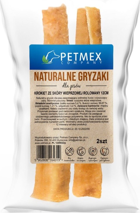 PETMEX Krokiet ze skóry wieprzowej rolowany 12cm - Przysmak dla psa - 2szt