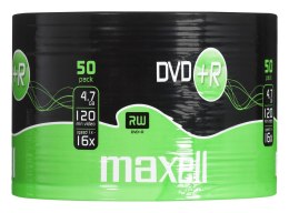 MAXELL DVD+R 4,7GB 50 szt  w opakowaniu SHRINK. Prędkość zapisu 16X, 120 min. Przeznaczenie nagrywanie Multimediów.