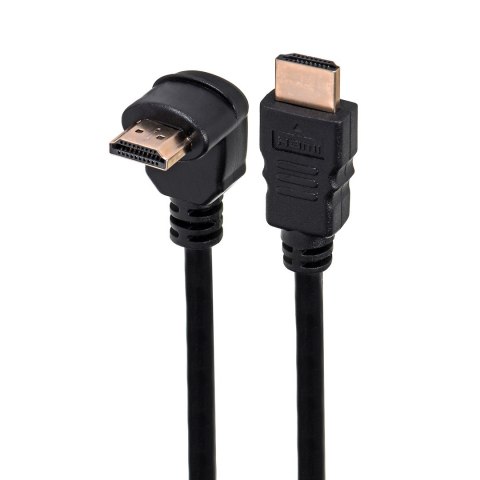 SAVIO KABEL HDMI V2.0 KĄTOWY 4K OFC CZARNY, ZŁOTE KOŃCÓWKI, ETHERNET/3D 1,5M CL-108